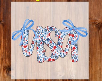 Floral USA Coquette Ready To Press DTF, Preppy America Bow Dtf Transfer, 4th Of July Dtf Print, Girly Patriotic Dtf, Retro America Iron On