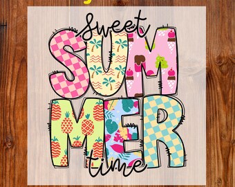Summer Vibes Ready To Press DTF, Retro Floral Summer DTF Transfer, Checker Summer Dtf, Girly Summer DTF Print, Trendy Summer Shirt Iron On