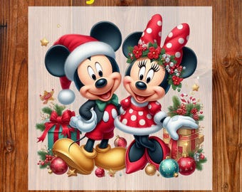 Mickey and Minnie Mouse Christmas Ready To Press DTF, Merry Christmas DTF Transfer, Vintage Disney Christmas DTF Print, Santa Christmas Dtf