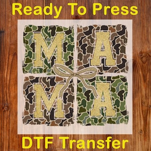 Camo Coquette Glitter Mama Ready To Press DTF, Retro Mama DTF Transfer, Camouflage Mama Ready Print, Duck Hunting Mama Dtf, Old School Camo