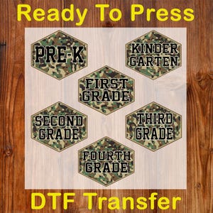 Retro Back To School Boys Ready To Press DTF, Old School Camo Dtf Transfer, Camo Kinder Garten Boys DTF Print, Pre-K to Third Grade Iron On