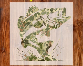 Camo Bass Fish DTF, Bass Fish Hunting Ready to Press, DTF Transfer, Camo Fish T-shirt Transfer, Direct to Film, Heat Press, Iron On Transfer