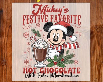 Mickey and Minnie Christmas Ready To Press DTF, Retro Christmas DTF Transfer, Disney Christmas DTF Print, Mickey Hot Chocolate Shirt Iron On