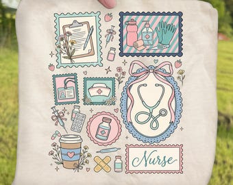 Nurse Life Collage Ready To Press DTF, Medical Scrapbook DTF Transfer, Registered Nurse DTF Print, Librarian Style Nurse Dtf, Trendy Nurse