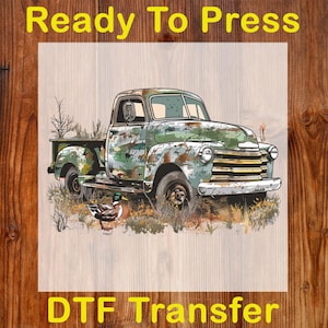 Vintage Camo Truck Ready to Press DTF, Deer Hunting DTF Transfer, Watercolor Camouflage Truck Print, Duck Camo Truck Dtf, Duck Hunter Print