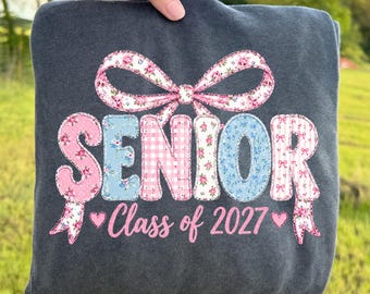 Floral Coquette Senior 2027 Ready To Press DTF, Preppy Class of 2027 DTF Transfer, Lace Graduation Senior 2027 Print, High School Senior