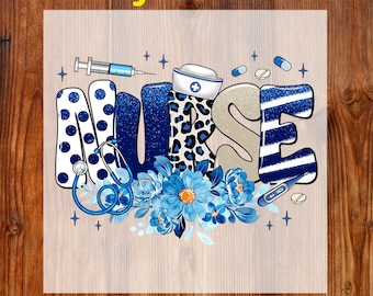 Floral Nurse Ready To Press DTF, Nurse Life DTF Transfer, Leopard Nurse Dtf Print, Trendy Nurse Dtf, Glitter Nurse Print, Nursing Shirt DTF