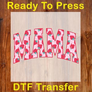 Retro Mama Strawberry Ready To Press DTF, Summer Mama Varsity DTF Transfer, Strawberry Mom Dtf, Pink Mama DTF Print, Floral Mama Iron On Dtf