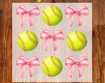 Coquette Bow Softball Ready To Press DTF, Softball Coquette Bow DTF Print, Softball Mom Bow DTF Transfer, Pink Coquette Bow Dtf, Game Day