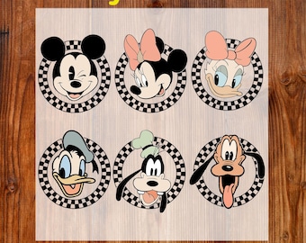 Disney Friends Checkered Ready To Press DTF, Retro Mickey Minnie DTF Transfer, Mickey And Friends DTF Print, Disney Family Vacation Transfer