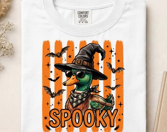 Spooky Goose Ready To Press DTF, Halloween Goose Witch DTF Transfer, Striped Halloween Dtf Print, Funny Halloween Goose Dtf, Spooky Season
