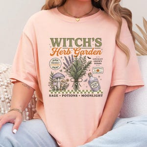 Retro Witch's Herb Garden Ready For Press, Trendy Fall Pumpkin DTF Transfer, Checkered Halloween Dtf Print, Autumn Herb Garden Iron On Print image 7