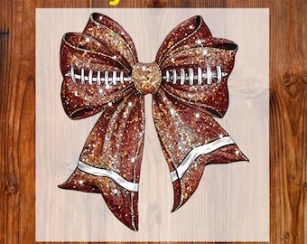 Glitter Football Bow Ready To Press DTF, Football Coquette Bow DTF Transfer, Game Day DTF Print, Mama Coquette Bow Dtf, Football Mom Iron On