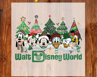 Walt Disneyworld Christmas Ready To Press DTF, Mickey and Friends Christmas DTF Transfer, Disney Christmas DTF Print, Magic Kingdom Holiday