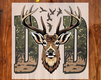 Vintage Hunter Dad Ready To Press DTF, Camo Dad DTF Transfer, Father's Day DTF Print, Best Dad Ever Iron On, Deer Hunting Daddy Shirt Dtf