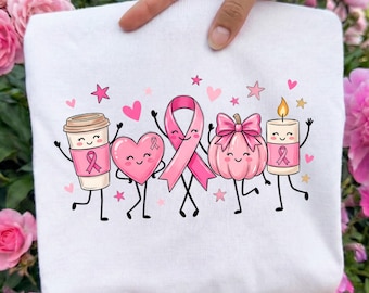 Trendy Breast Cancer Awareness Doodle Ready To Press DTF, Cute Breast Cancer DTF Transfer, Coquette Stick Figure Dtf Print, We Wear Pink Dtf