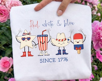Patriotic Doodle Ready To Press DTF, Western 4th of July Dtf Transfer, Funny USA Cowgirl DTF Print, Patriotic Popsicle Print, American Flag