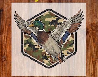 Duck Camo Hunting Ready to Press DTF, Marsh Old School Duck Camo DTF Transfer, Old School Camo DTF Print, Flying Mallard Dtf, Hunting Season