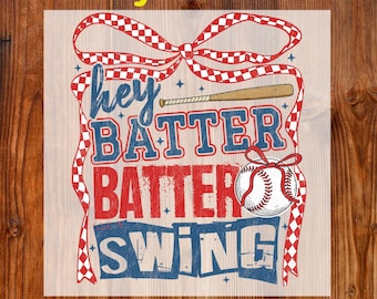 Retro Baseball Batter Batter Swing Ready To Press DTF, Checker Baseball Coquette DTF Transfer, Baseball Season Dtf Print, Baseball Mama DTF
