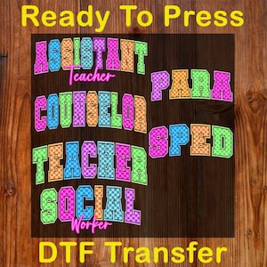 Teacher Sped Para Counselor Ready To Press DTF, Preppy First Day of School DTF Transfer, Retro School Occupation DTF, Checkered Girly School