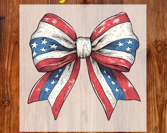 Coquette American Girl Ready To Press DTF, 4th Of July Dtf Transfer, Coquette Bow Dtf Print, American Flag Iron On, Independence Day Print