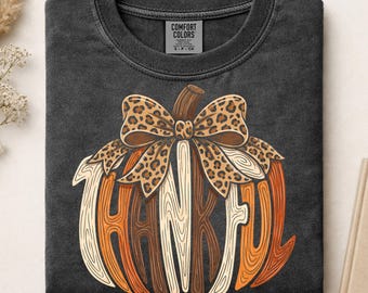 Preppy Thankful Pumpkin Ready To Press DTF, Coquette Leopard Pumpkin DTF Transfer, Girly Thanksgiving DTF Print, Pumpkin Season Iron On Dtf