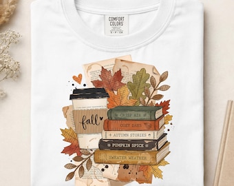 Book Lover Fall Ready To Press DTF, Cozy Autumn Book Stack and Coffee DTF Transfer, Fall Bookish DTF Print, Pumpkin Season Iron On Transfer