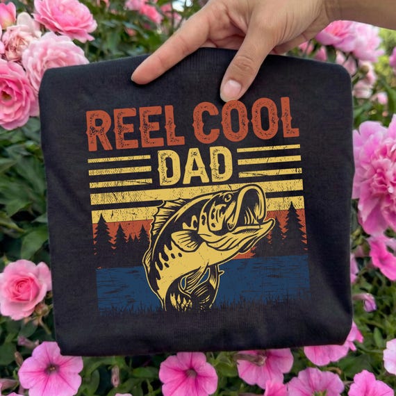 Reel Cool Dad Ready To Press DTF, Funny Dad DTF Transfer, Bass Fishing Dad Dtf Print, Happy Fathers Day Print, Wishin' I Was Fishin Iron On