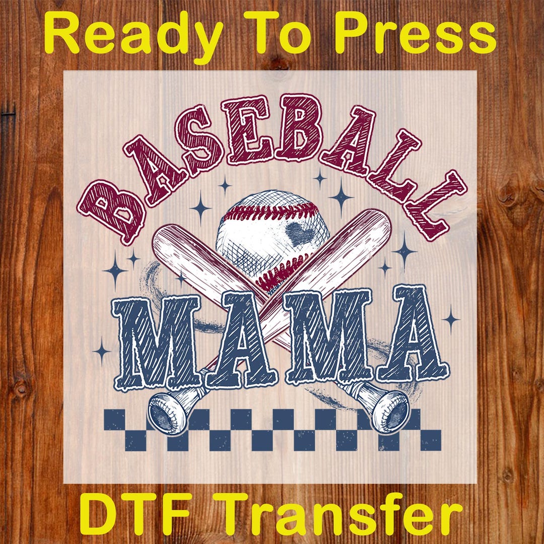 Retro Baseball Mama Ready to Press DTF, Checkered Baseball Mama DTF ...