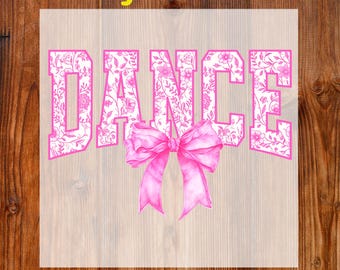 Dance Coquette Ready To Press DTF, Floral Dance Bow DTF Transfer, Pink Coquette Bow Dtf Print, Chinoiserie Dance Mom Iron On, Mama Bow DTF