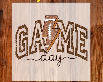 Game Day Lightning Bolt Ready To Press DTF, Game Day Football Dtf Transfer, Distressed Football DTF Print, Trendy Game Day Dtf, Football Mom
