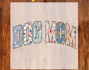 Preppy Floral Dog Mom Ready To Press DTF, Spring Dog Mama DTF Transfer, Varsity Dog Mom DTF Print, Dog Lover Dtf, Floral Grandmillennial Dog