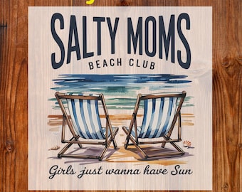 Retro Salty Moms Beach Club Ready To Press DTF, Summer Vibes DTF Transfer, Trendy Summer Shirt Transfers, Beach Vibes DTF Print, Mothers Day