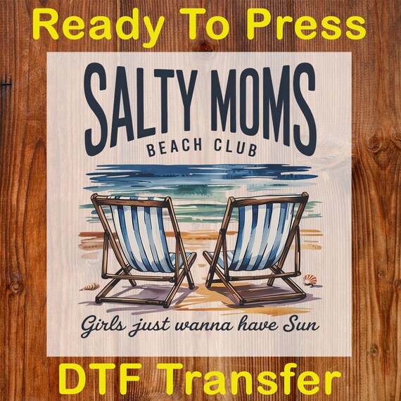 Retro Salty Moms Beach Club Ready To Press DTF, Summer Vibes DTF Transfer, Trendy Summer Shirt Transfers, Beach Vibes DTF Print, Mothers Day