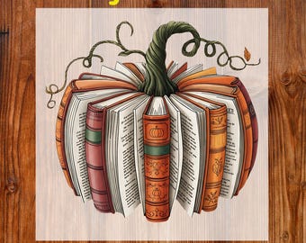 Fall Book Pumpkin Ready To Press DTF, Retro Reading Halloween DTF Transfer, Teacher Halloween DTF, Librarian Book Lover Dtf, Pumpkin Season