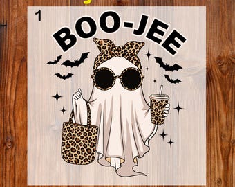 Prêt à presser DTF Boo Jee Leopard Ghost, transfert DTF Halloween coquette léopard, impression DTF Boujee Ghost, chemise Halloween Coffee Ghost Dtf