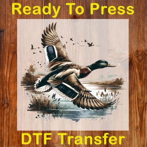 Mallard Duck Hunting Ready to Press DTF, Camo Duck Hunting DTF Transfer, Flying Ducks DTF Transfer, Camouflage Shirt Iron On Transfer, Camo
