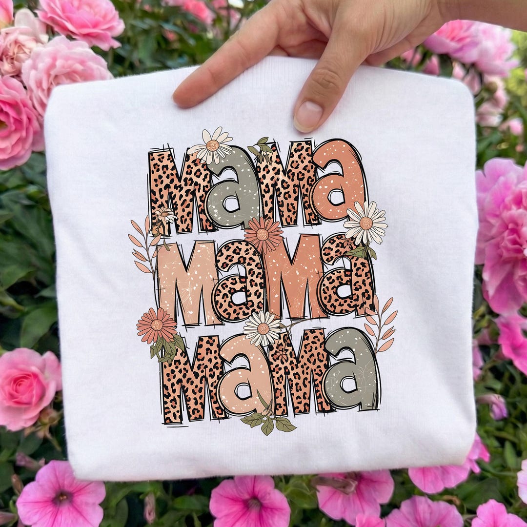 Leopard Floral Mama Ready to Press DTF, Retro Mama DTF Transfer, Mom ...