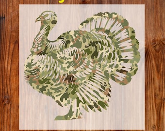 Camo Turkey Hunting Ready to Press DTF, Wild Turkey Hunting DTF Transfer, Old School Camouflage DTF Print, Fall Camo Turkey Iron On Transfer