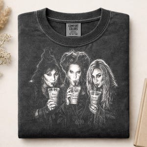 Hocus Pocus Halloween Ready To Press DTF,  Iced Coffee Halloween Characters DTF Transfer, Vintage Halloween DTF Print, Horror Movie Iron On