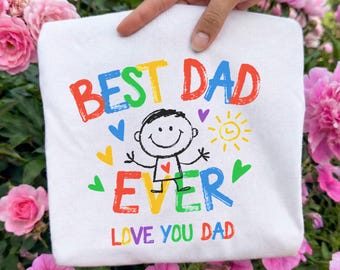 Retro Best Dad Ever Ready To Press DTF, Funny Father's Day DTF Transfer, Cute Dad Son Daughter DTF Print, Gift for Dad and Kids Iron On Dtf