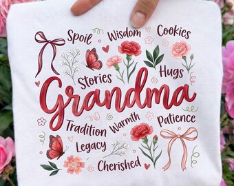 Botanical Coquette Grandma Ready To Press DTF, Preppy Mother's Day DTF Transfer, Floral Mama DTF Print, Mama Bow Doodle Dtf, Retro Mama Dtf