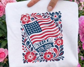 Floral American Flag Ready To Press Dtf, Patriotic Flower USA Flag Dtf Transfer, Brushstroke 4th of July Dtf Print, Independence Day Iron On