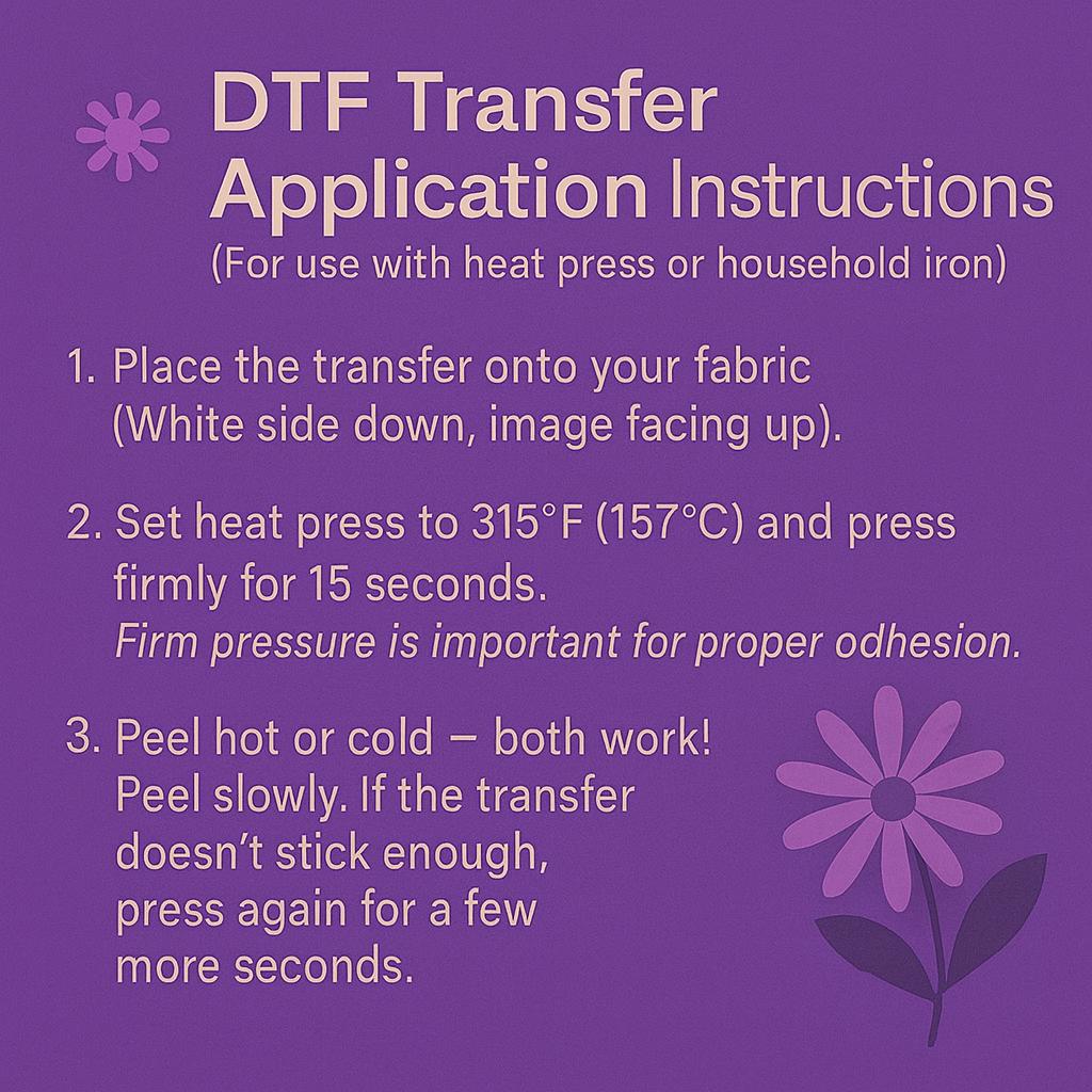 Dft Full Color Transfer Example Custom Full Color Ready to Press, Custom DTF Transfers, Custom Heat ...