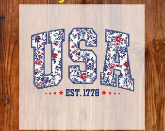 Floral USA Ready To Press DTF, 4th Of July Dtf Transfer, Retro America Dtf Print, Coquette USA Dtf Print, Patriotic Dtf, Independence Day
