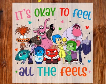 Cartoon Emotions Friends DTF Transfer, It's Okay To Feel All The Feels Ready To Press, Emotions Mental Health Print, Carton Characters DTF