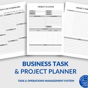 Business Aufgaben- & Projektplaner Printable | Täglich Wöchentlich Monatliches Arbeitsfluss-System | PDF für kleine Unternehmen