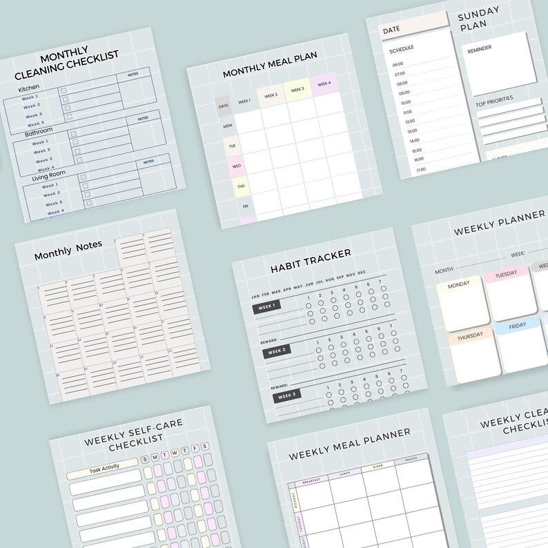 Daily, Weekly & Monthly Planner Bundle, Productivity and Lifestyle ...