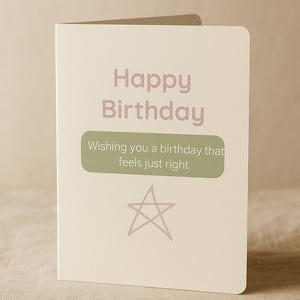 Tarjeta de cumpleaños minimalista y sensorial / Descarga digital segura neurodivergente / Tarjeta de cumpleaños en tonos pastel tranquilos / Tarjeta imprimible A5