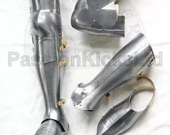 Medieval Full Leg Armor Set With Sabatons | Steel Cuisse, Greaves And Sabatons | Knight LARP And Reenactment Leg Armor  | Cosplay Leg Armor